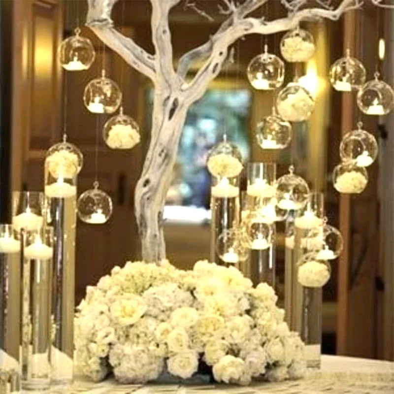 6/8cm Glass Candle Holder Hanging Tealight Globes Terrarium