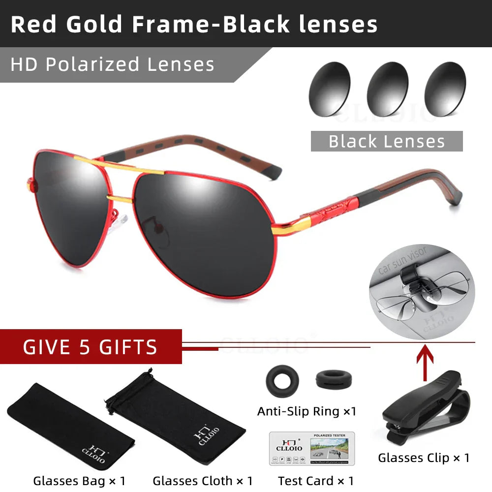 CLLOIO Men Classic Aluminum Polarized Sunglasses Women Driving
