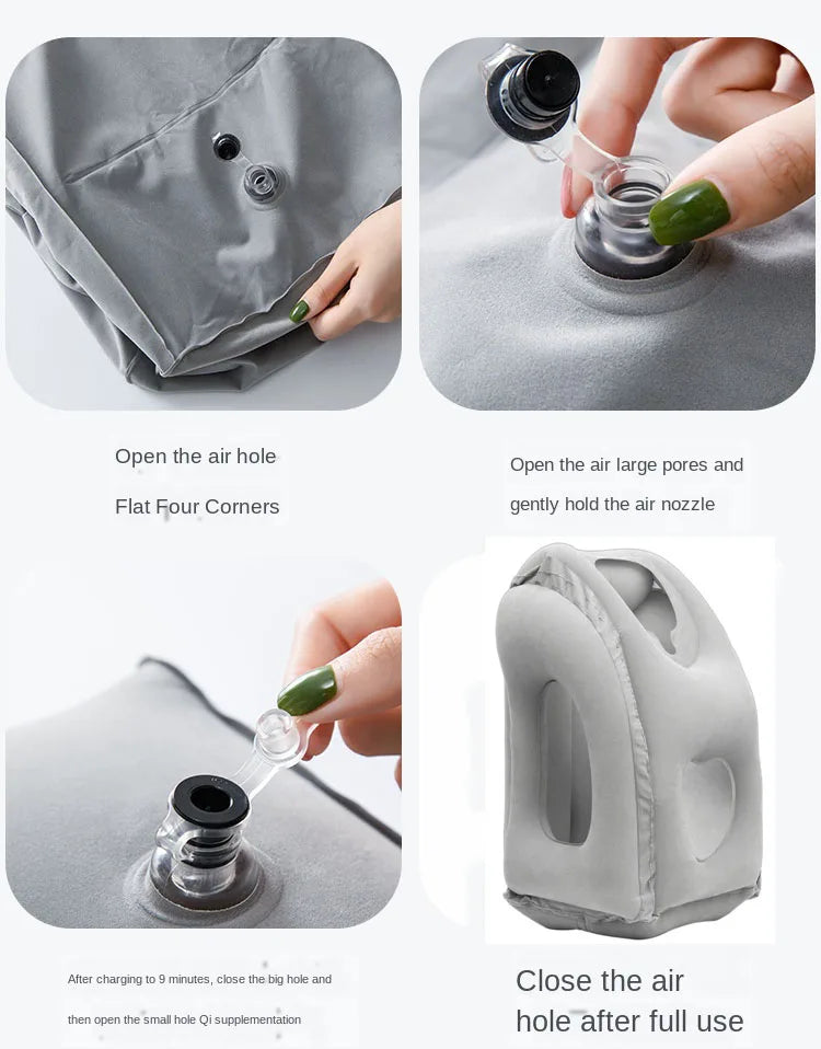 New Pattern Inflatable Travel Pillow Portable Chin Support