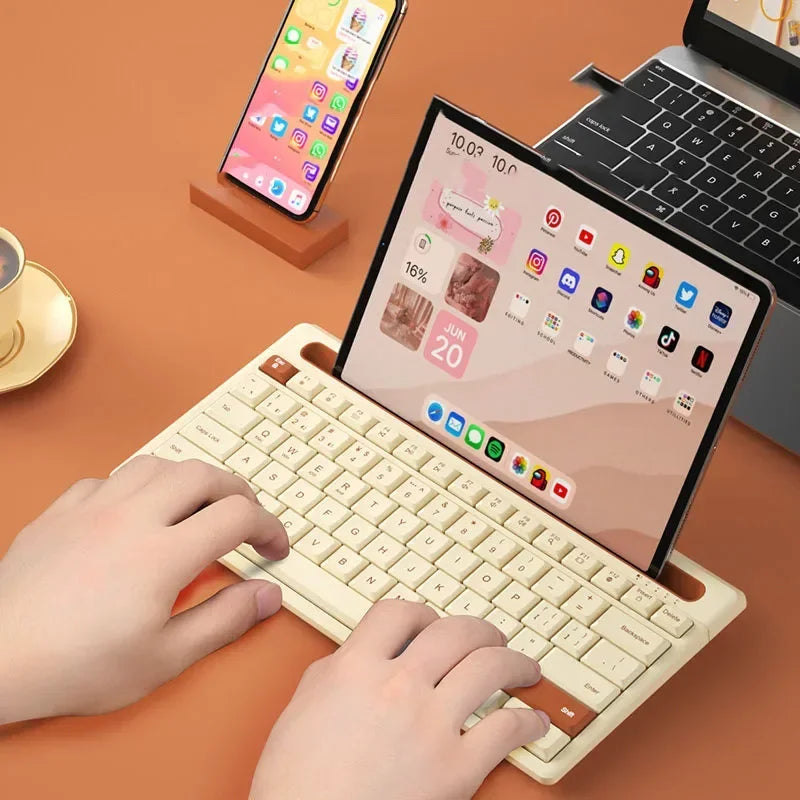 Wireless Bluetooth Keyboard 87 Keys Three-mode Silent Mini