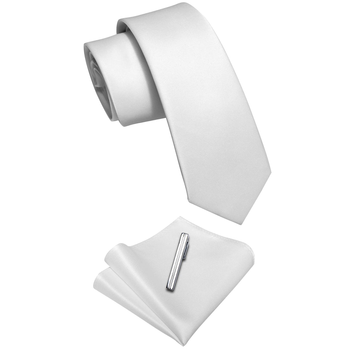 Luxury White Solid Necktie for Man Accessories Classic
