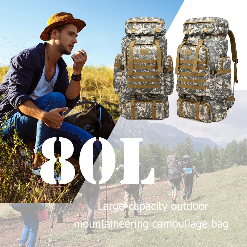 80L Waterproof Tactical Backpack for Outdoor Travel