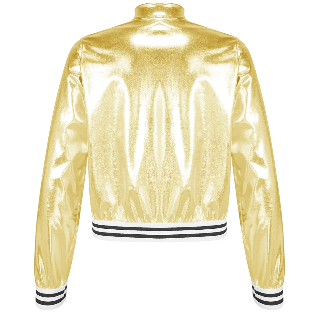Kids Girls Shiny Baseball Jacket Bolero Disco Blazer
