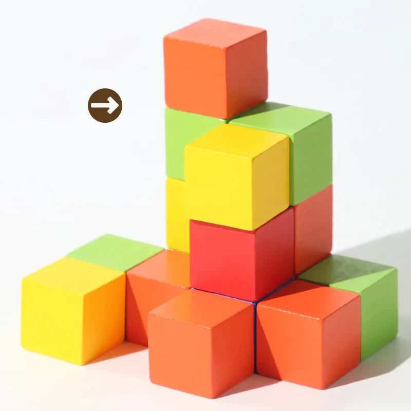 50/100pcs Colorful Cubes Wooden Building Blocks Stacking Up