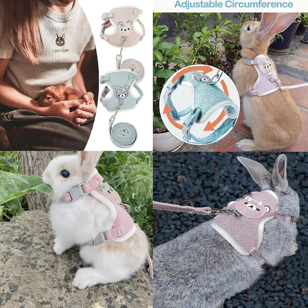 Cute Rabbit Harness Leash Set Bunny Soft Padded