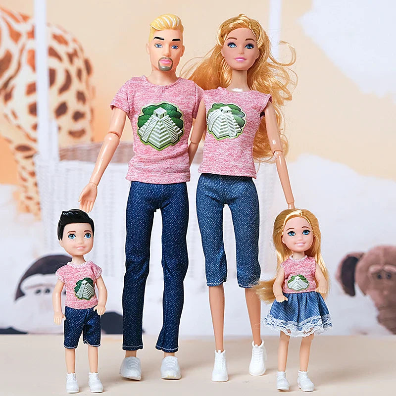 30cm Family Doll Movable Body Mom Dad Ken