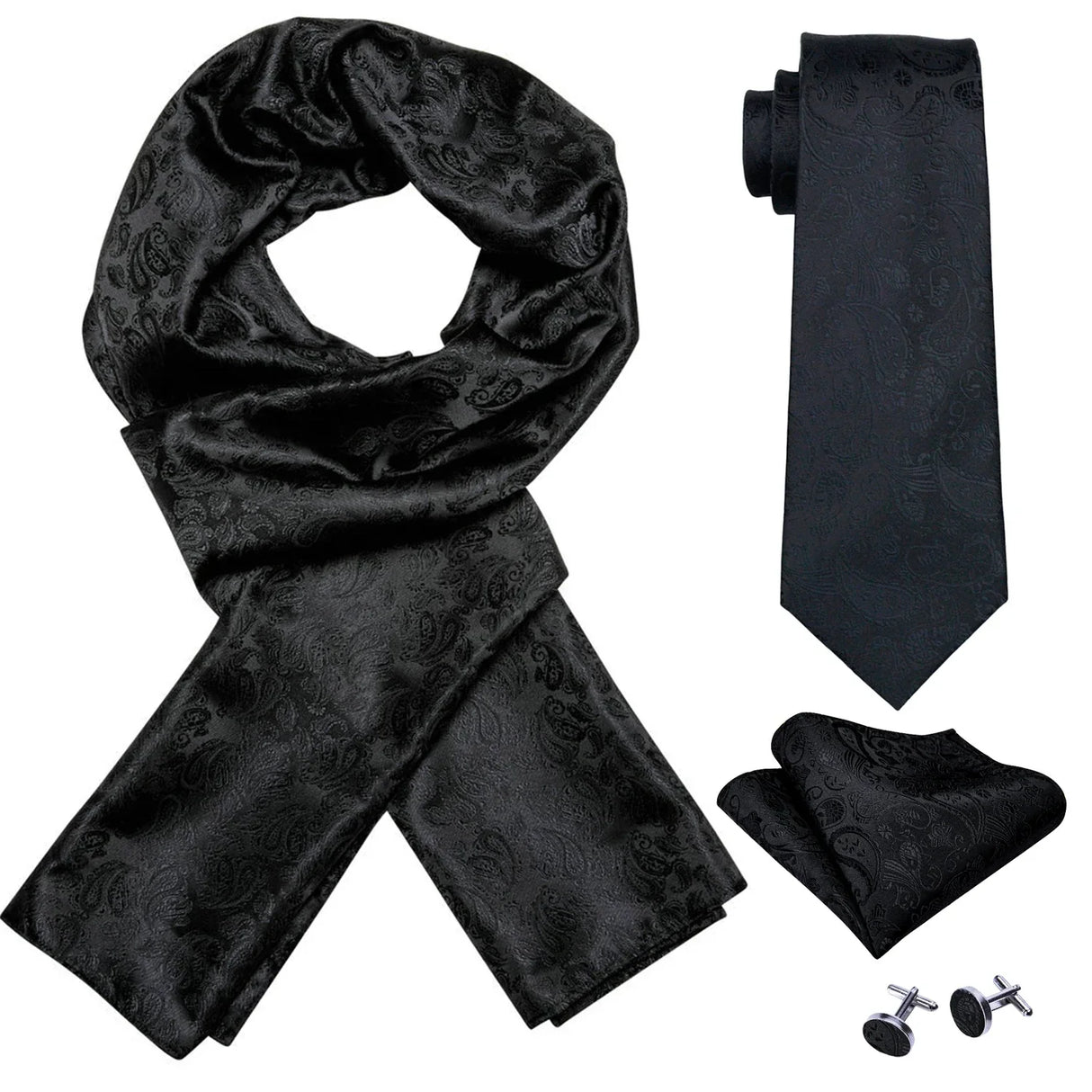 New Fashion Men Scarf Tie Set Blue Gold