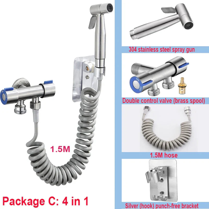 Handheld Bidet Sprayer Set 304 Stainless Steel Spray
