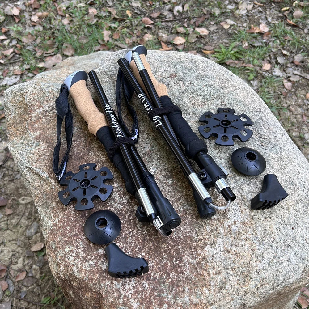 280g Lightweight Aluminum Alloy Trekking Poles Foldable 4-Sections