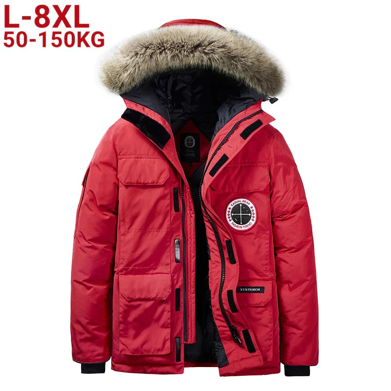 Plus Size 8xl 7xl Winter Men Fur Hooded