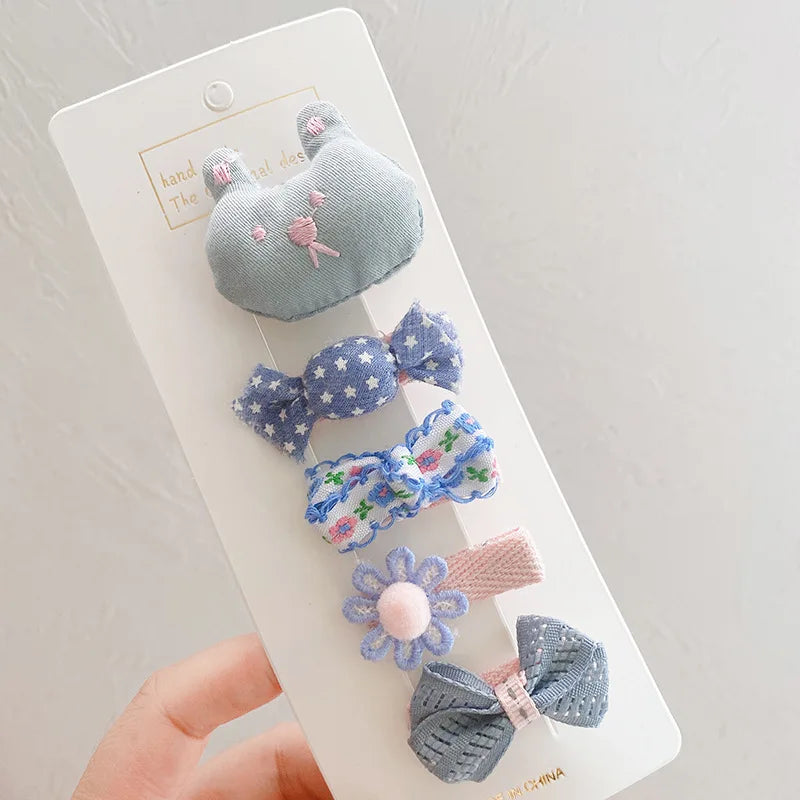 5pcs Set Cute Baby Girls Hairpins Bow Flower