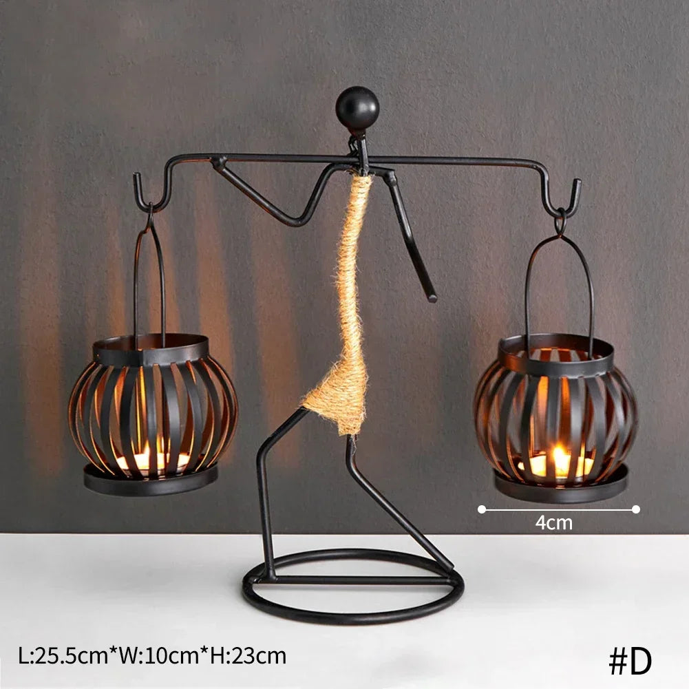 Nordic Metal Candlestick Abstract Character Sculpture Candle Holder