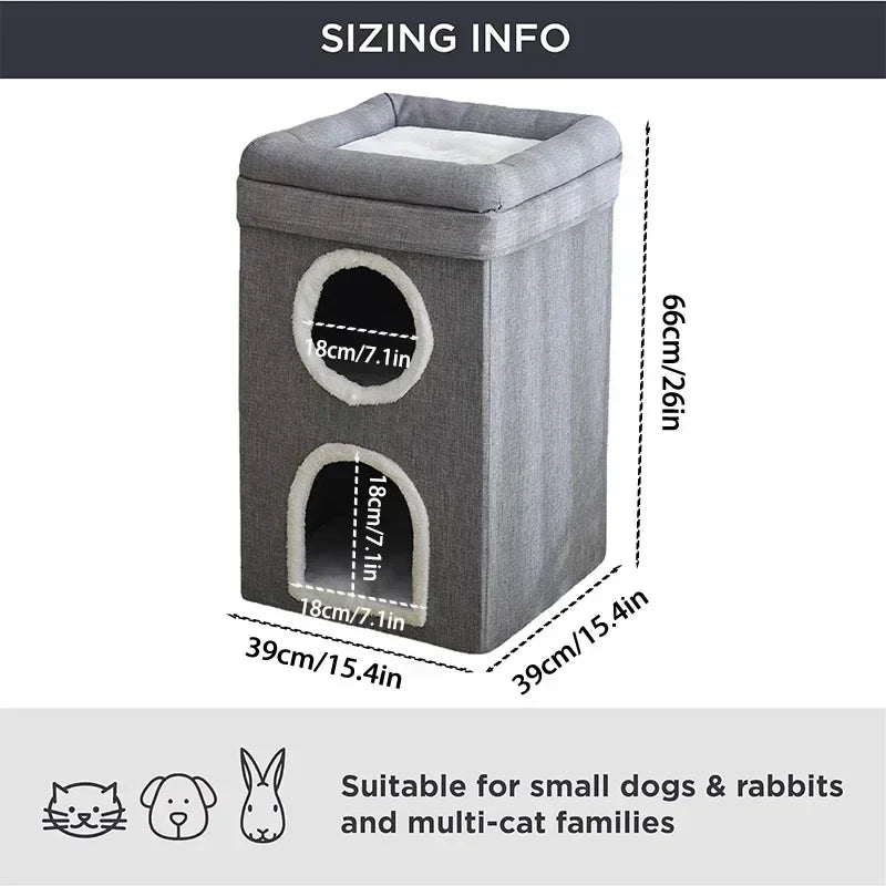 Foldable Cat House with Scratch Pad, Hideaway Condo