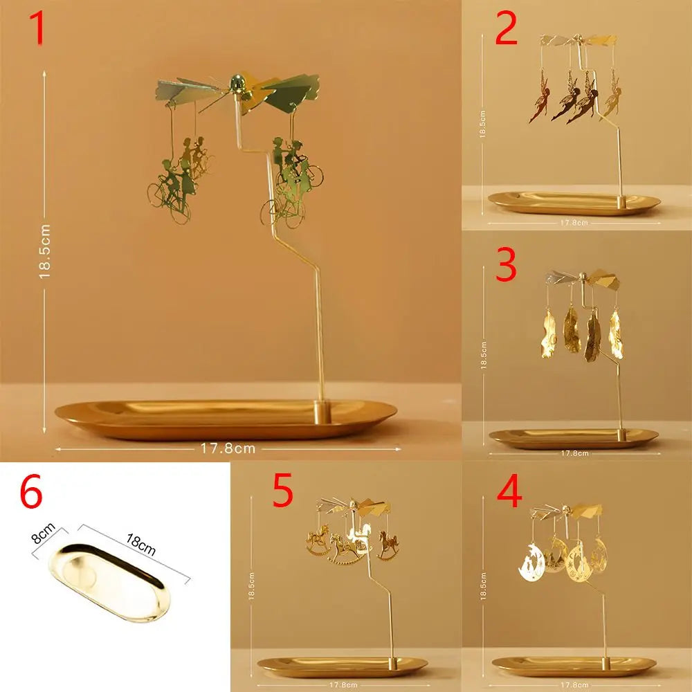 Gold Romantic Rotating Spinning Candle Holder Wedding Party