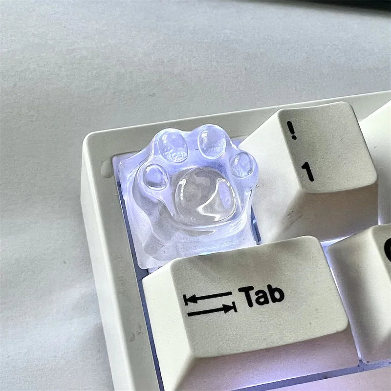 Cat Paw Clear Resin Keycap Mechanical Keyboard Computer