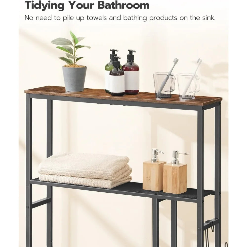 Over The Toilet Storage, 5-Tier Industrial Bathroom Organizer,