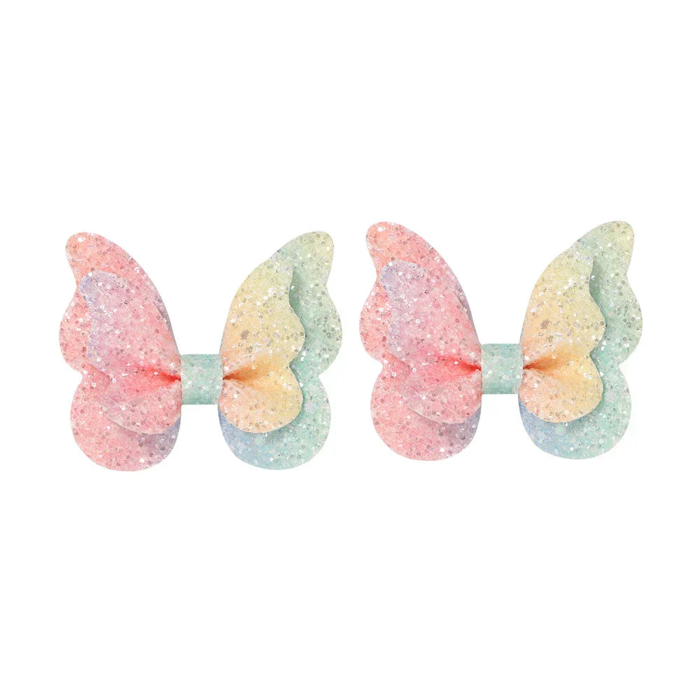 2/4/5Pcs Girls Cute Sequins Double Butterfly Hair Clip