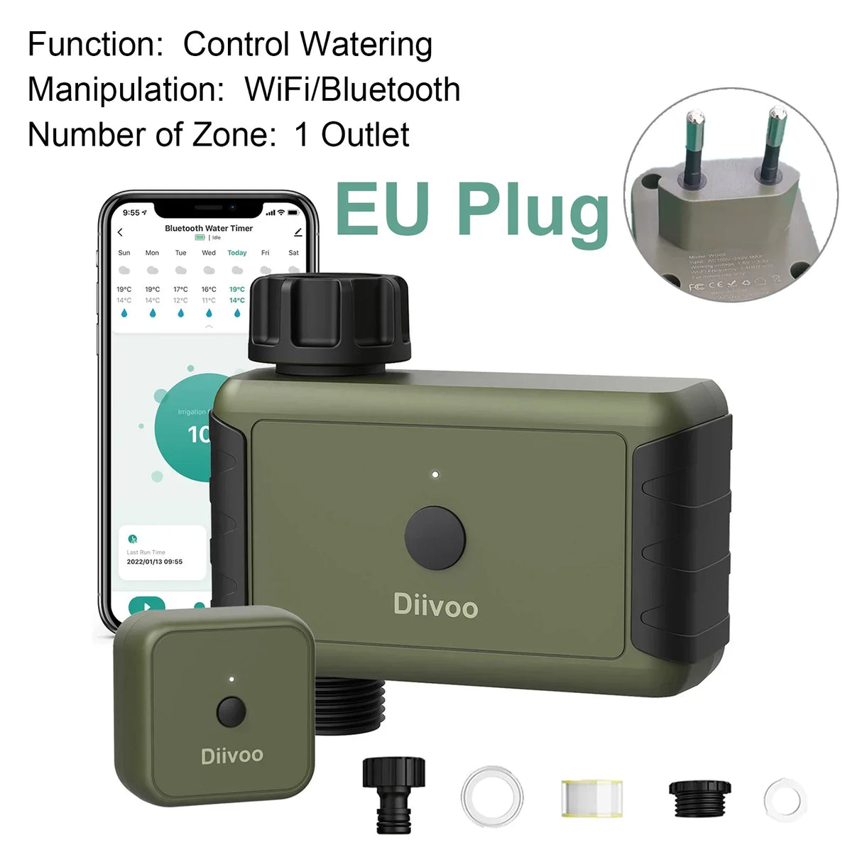 Diivoo 1/2/3 Zone Garden Watering Timer Wifi Automatic