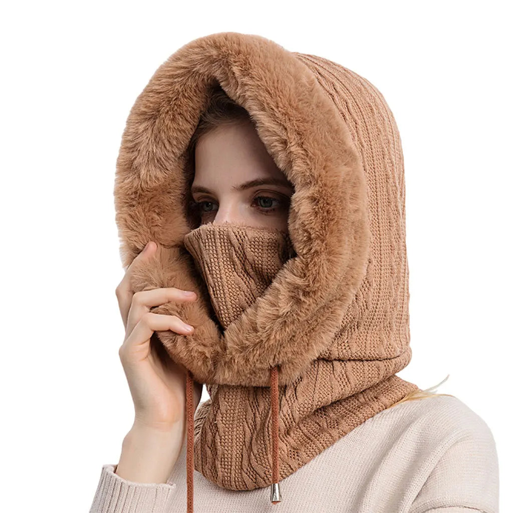 Winter Women 3in1 Knitted Ski Hat With Scarf