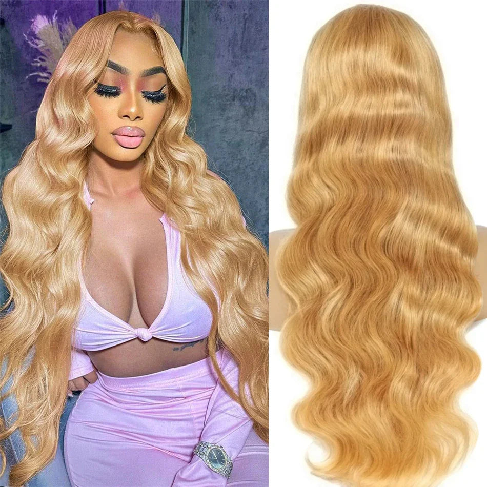 13x4 Transparent Honey Blonde Lace Front Wigs 27#