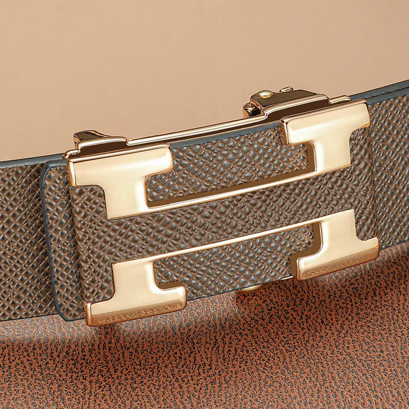 3.4cm Wide Automatic Metal Buckle Belt For Men