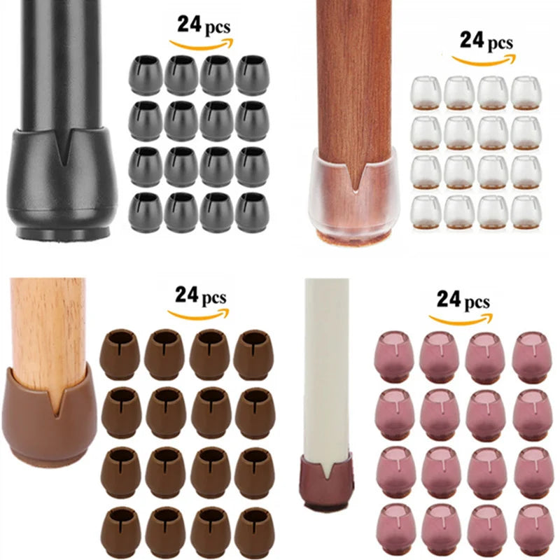Upgraded 24pcs Silicone Table Chair Leg Mat Non-slip