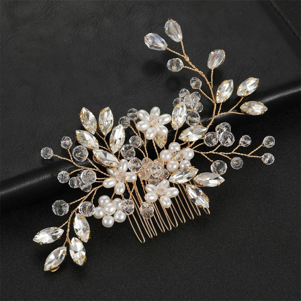 Silver Color Flower Hair Comb Clip Girls Handmade