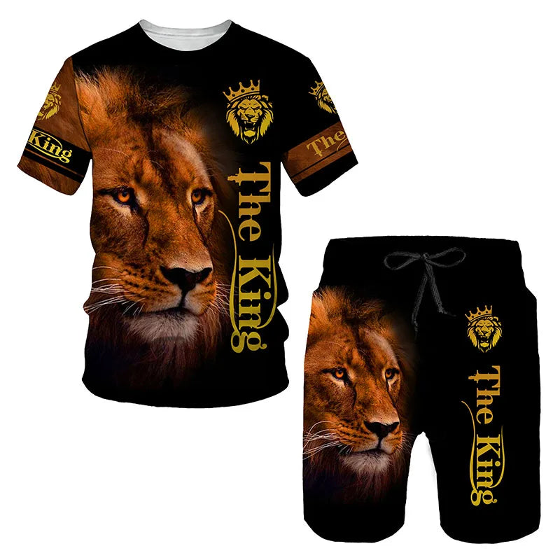 2023 Men T-shirt Set Tracksuit Training Wear Lion