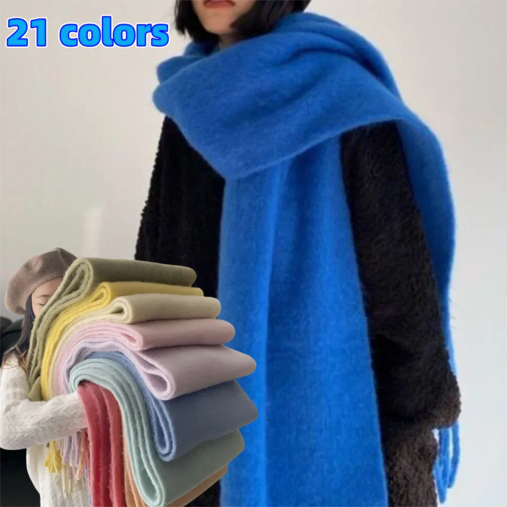 Luxury Cashmere Bright Solid Color Women Scarf Winter