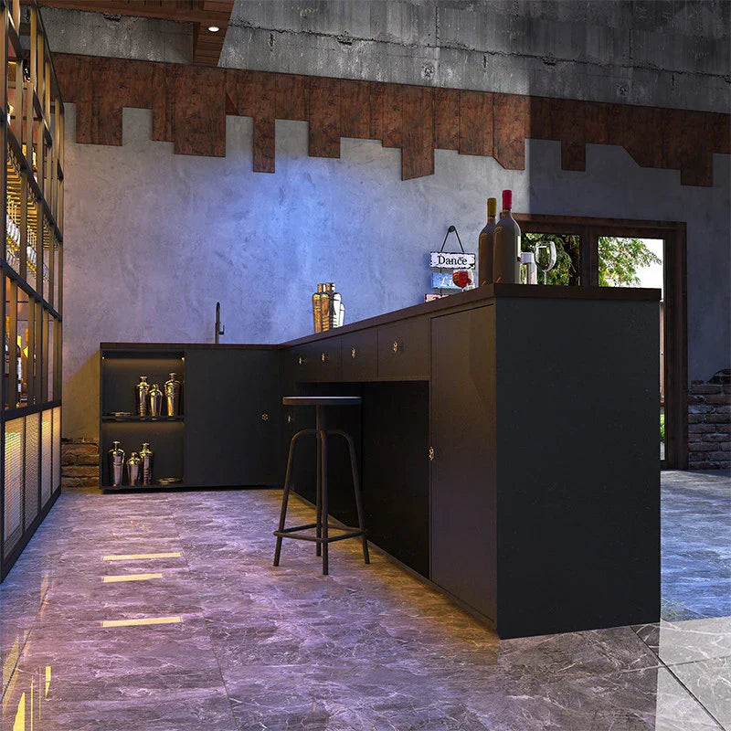 Black Reception Bar Table Nightclub Storage Partion Modern