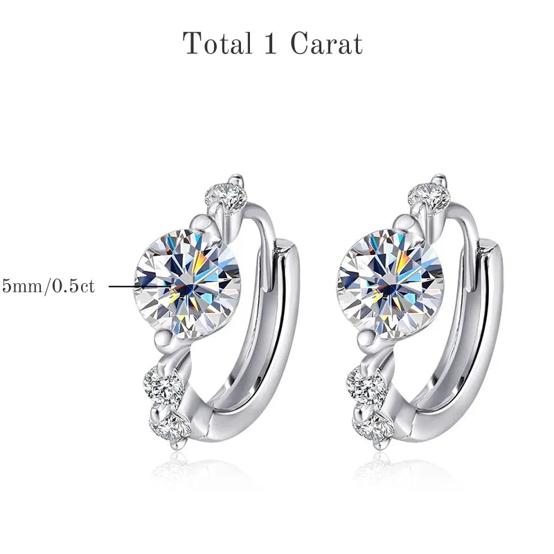 TBCYD 5mm D Color Moissanite Hoop Earrings For