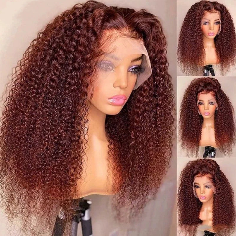 Reddish Brown Jerry Curly 13x4 Lace Front Wig