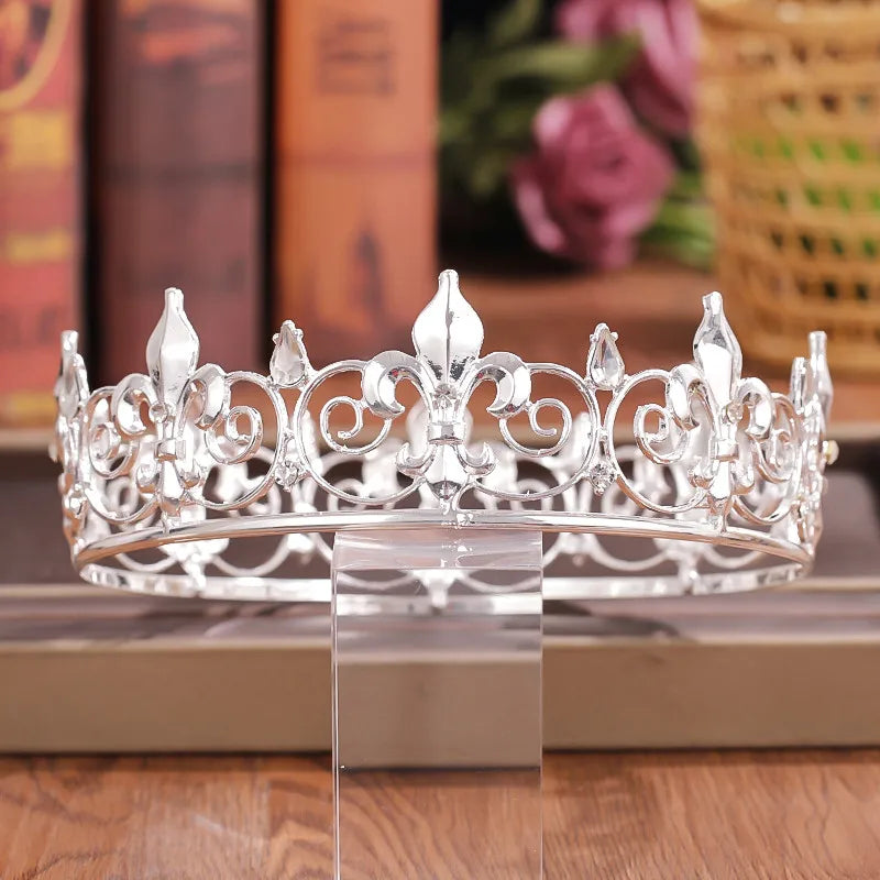 Crystal Rhinestone Round Crown Tiara Hair Jewelry Wedding