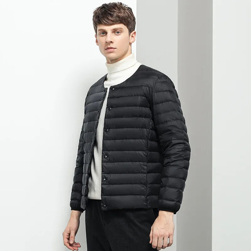 Men's Liner Duck Down Jacket O-neck Variable V-neck