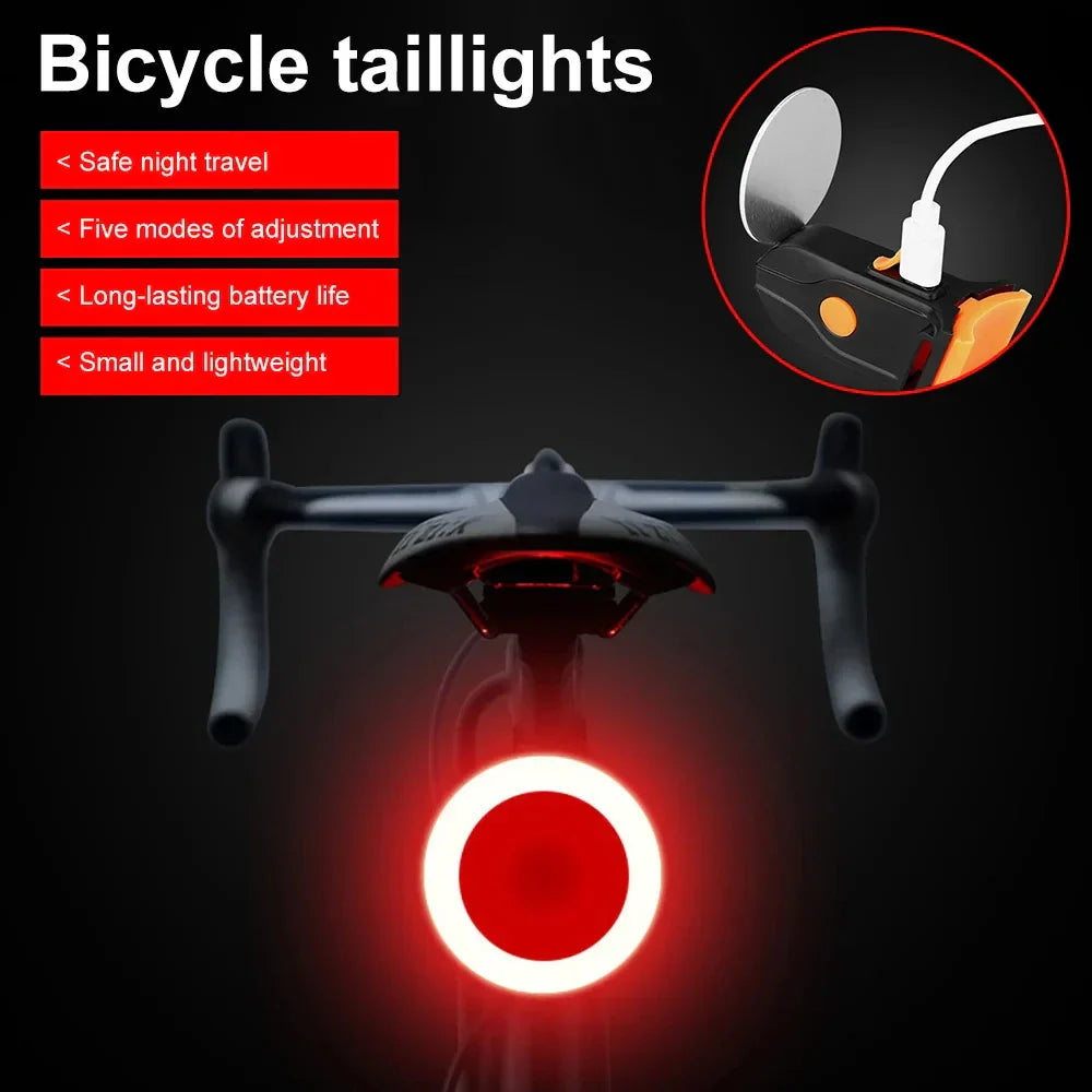 Bicycle Tail Light Round Heart Bicycle Light Charging
