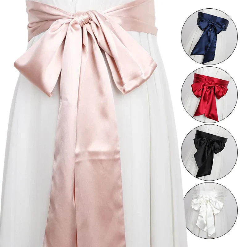 Satin Silk Wide Belt Women 250cm Long Japanese