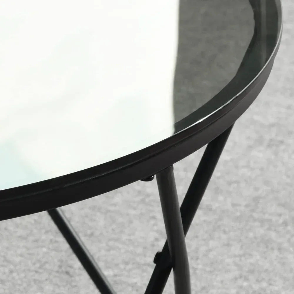 Black Green Coffee Table 31.5" Round Temper Glass
