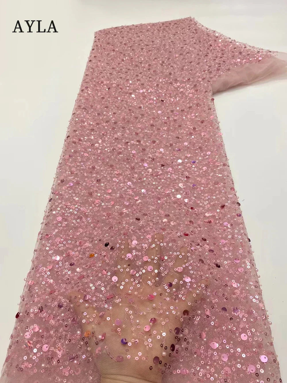 5 Yards Tulle Net African Lace Fabric Beaded