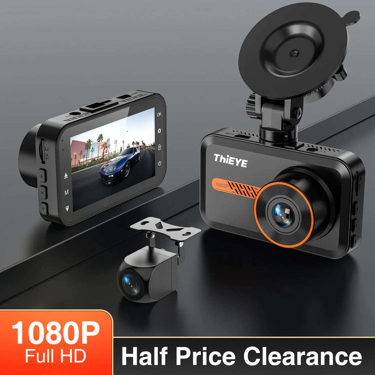 ThiEYE 3.0 Inch Dash Cam Dual Lens 1080P