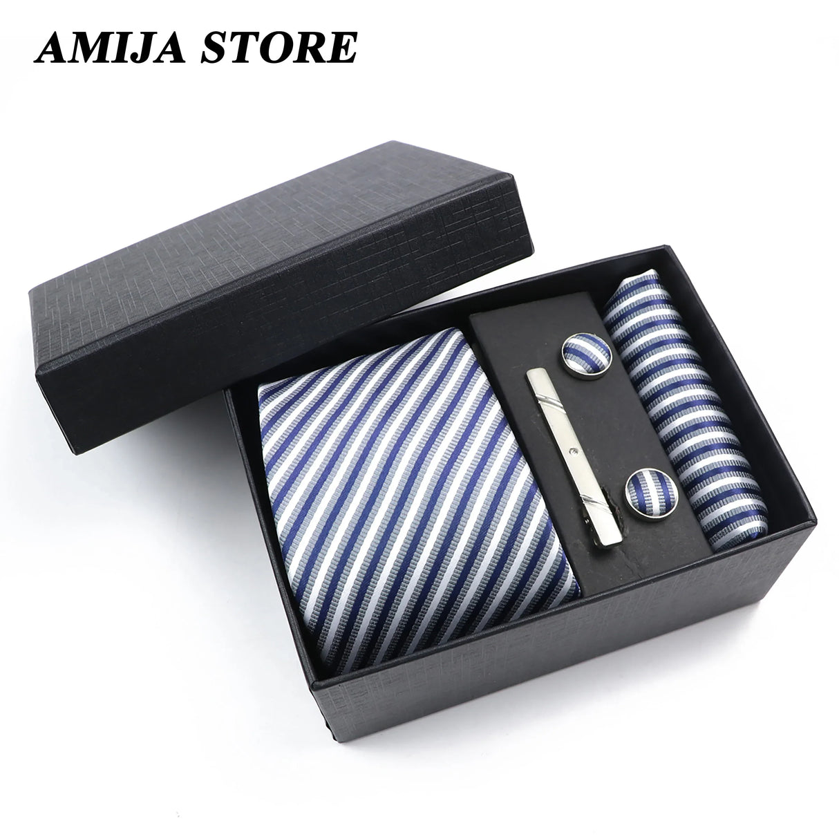 Men's Tie Gift Box With Neckties Handkerchiefs Cufflinks