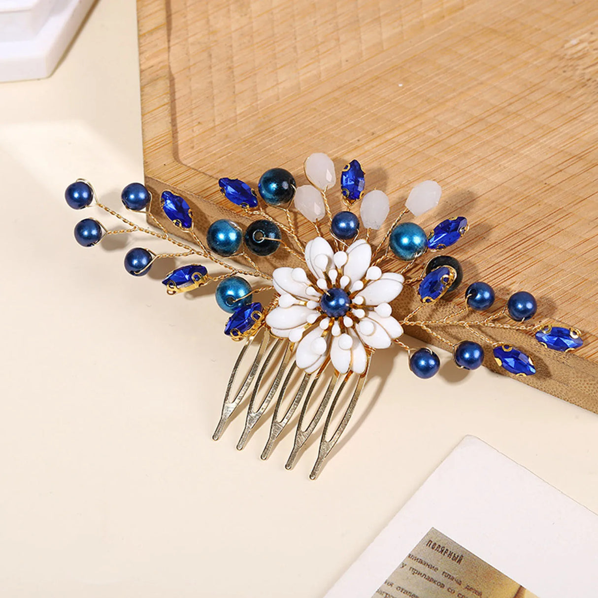 Blue Crystal Hair Comb Bride Tiaras For Women