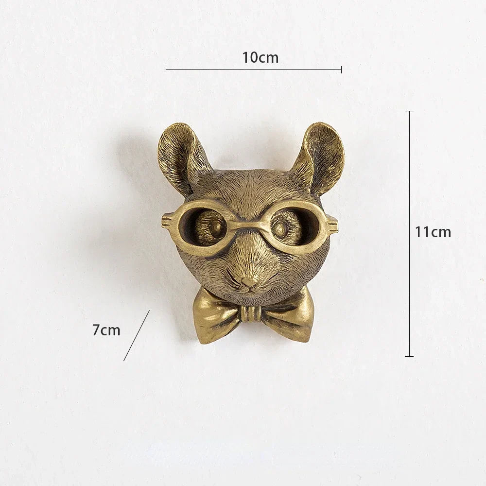 Antique Bronze Resin Animal Pendant Golden Deer Head