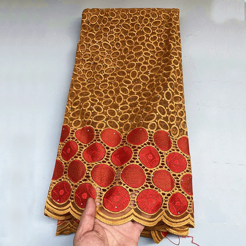5 Yard French Nigerian Organza With Gold Thread