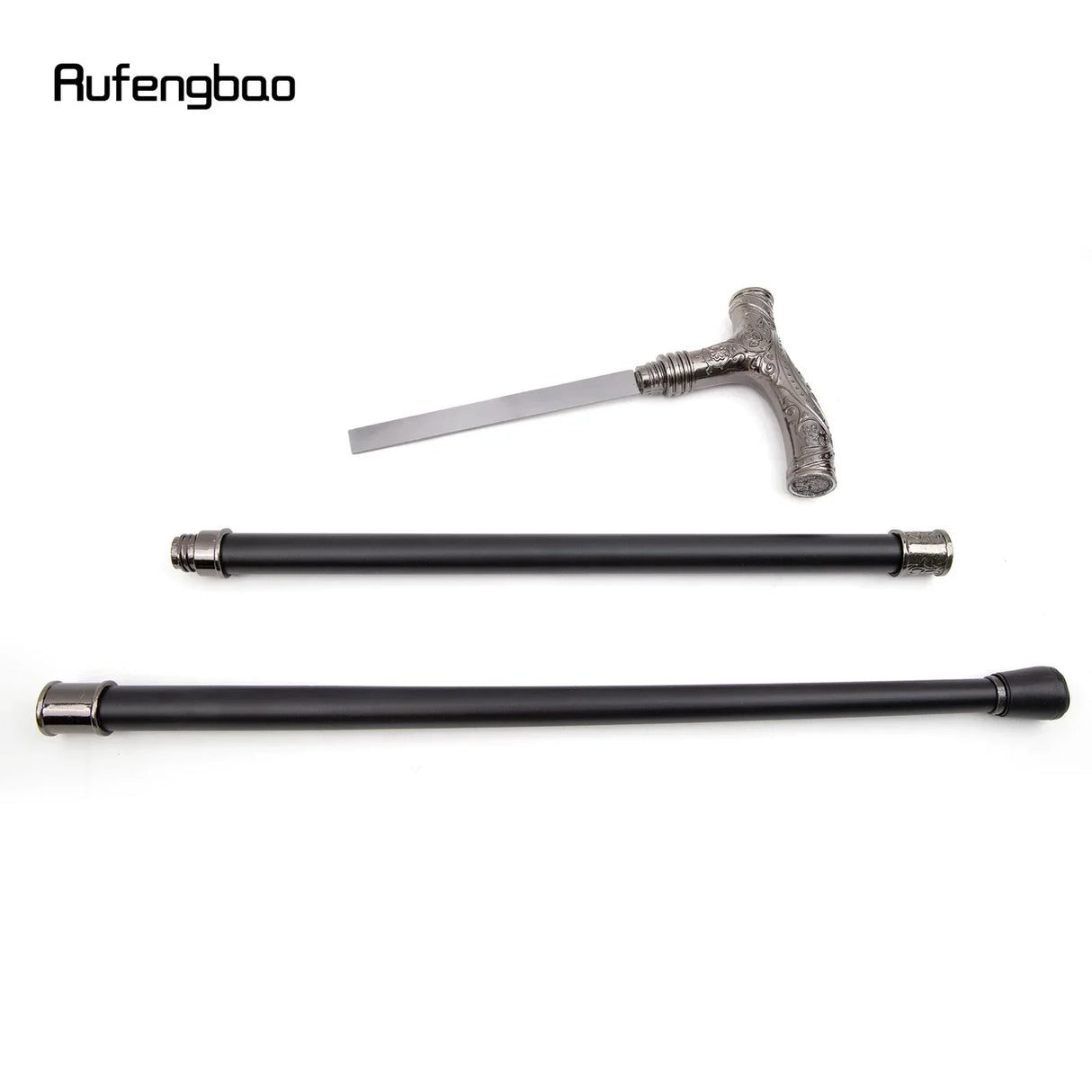 Silver Roaring Bear Head Flower Walking Stick with
