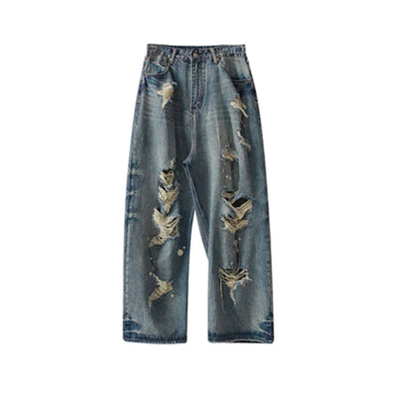 ReddaChic Y2k Destroyed Baggy Jeans for Men Vintage