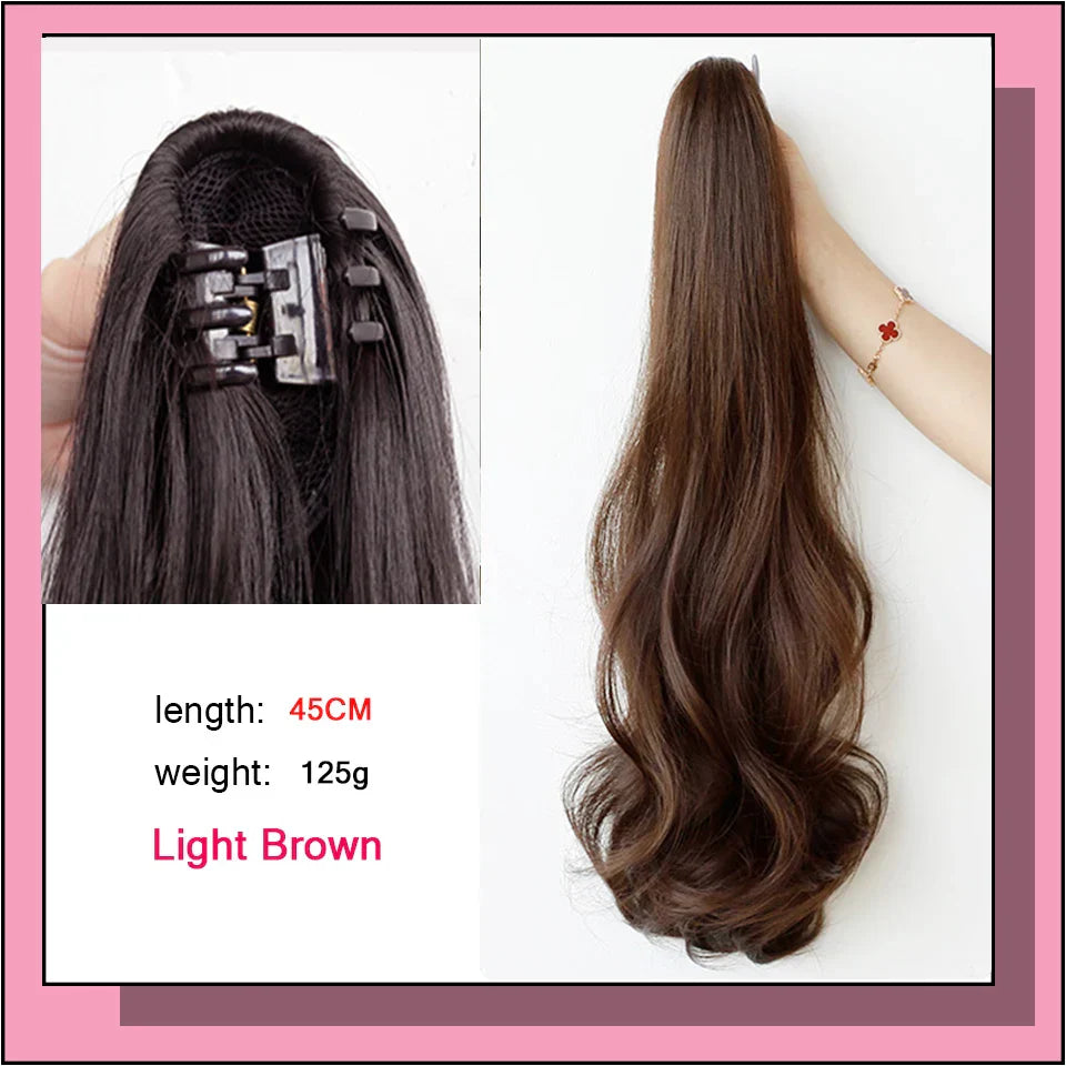AS Long Wavy Straight Claw Clip On Ponytail
