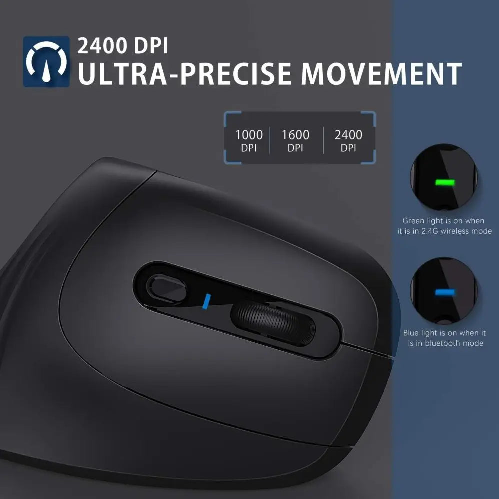 Bluetooth Ergonomic Mouse for Laptop PC Macbook Desktop