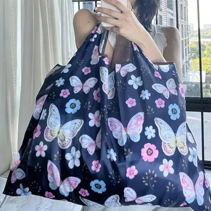 Big Size Thick Large Tote ECO Reusable Portable Shoulder Women's Handbags Folding Pouch Shopping Bag Foldable 20L