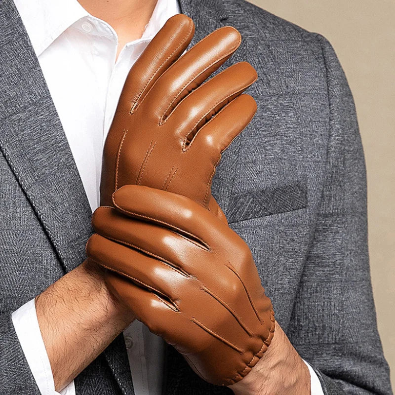 Sheepskin Genuine Leather Men's Gloves Fashion Driving Riding