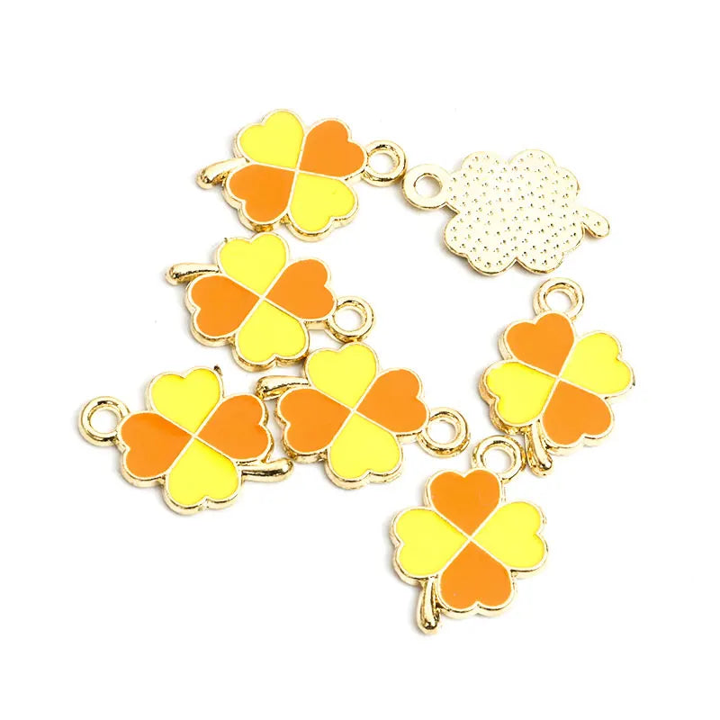 Dopamine Fourleaf Clover Enamel Charms 20pcs DIY Necklace